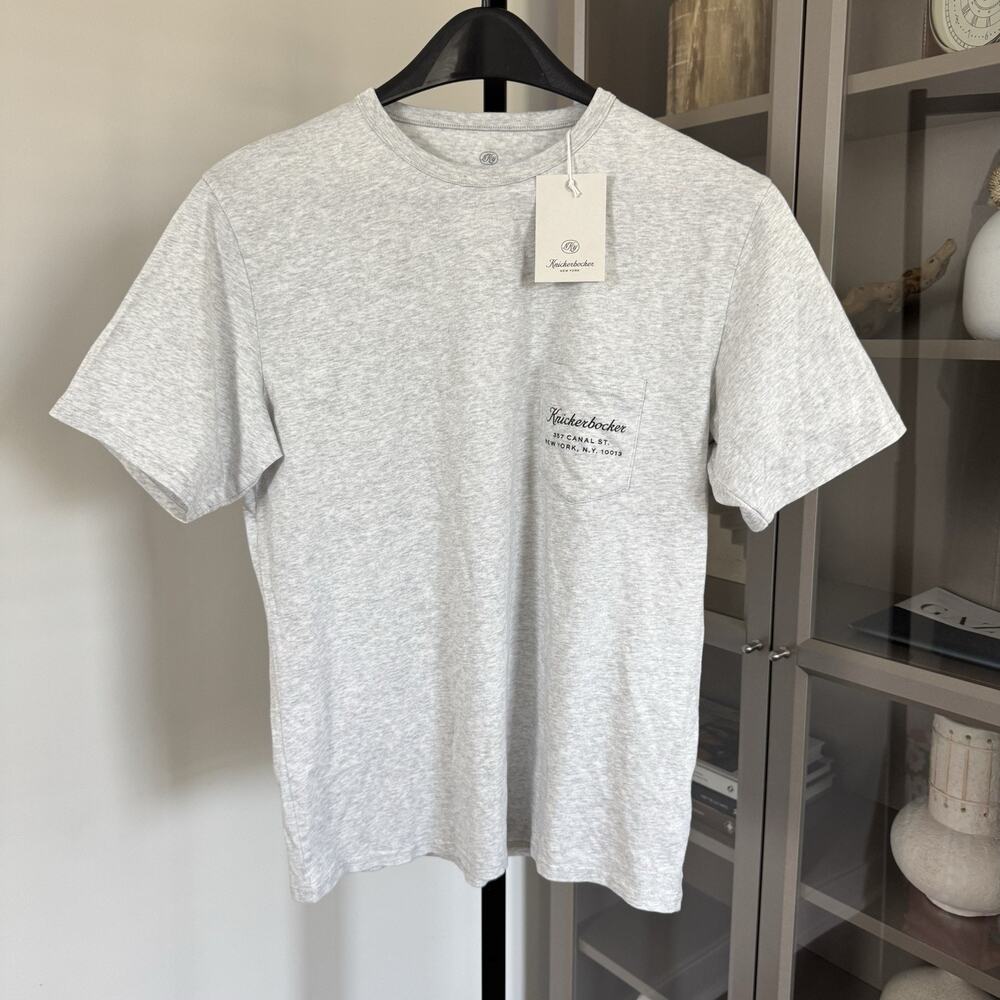 Knickerbocker Flagship Pocket Logo Grey Short Sleeve Cotton T-Shirt XXL 2XL NEW